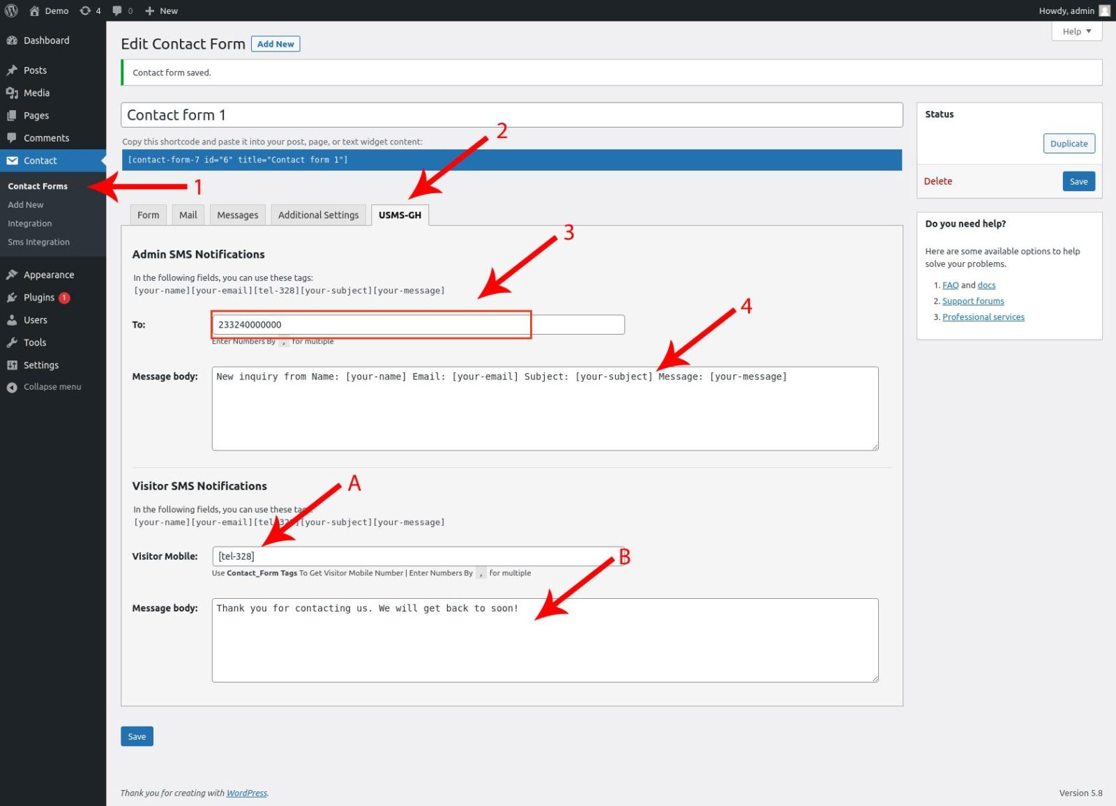 Contact Form 7 SMS Notification || USMS-GH